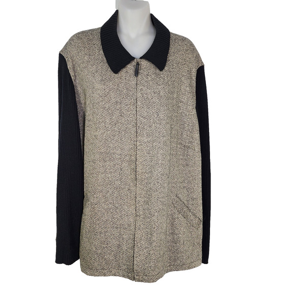 Elisabeth by Liz Claiborne Jacket Size 20 Silk Wool Blend Zip Long Ribbed Sleeve - Picture 1 of 11